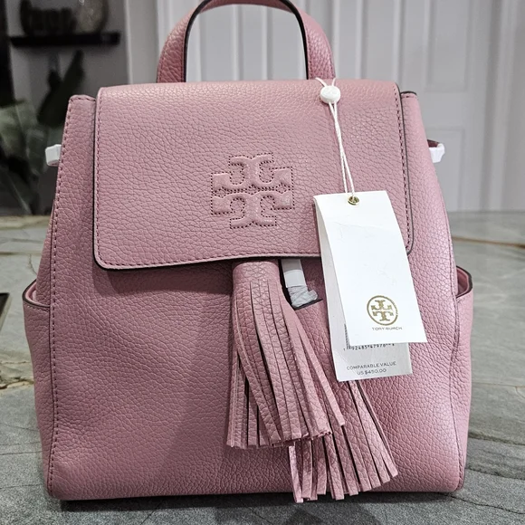 Tory Burch Pink Leather Backpack with Tassel NWT - Picture 5 of 16